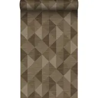 Origin Wallcoverings behang grasweefsel in grafisch 3D motief bruin - 50 x 900 cm - 347886