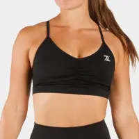 ZEUZ Dames Sport BH – Ruched Design – Fitness & Yoga - Zwart - L