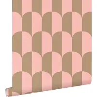 ESTAhome behang art deco bogen roze en beige bruin - 53 cm x 10.05 m - 139984