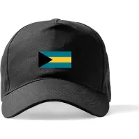 Beechfield Zwarte Pet met Wereldvlaggen, land De Bahamas klittenbandsluiting