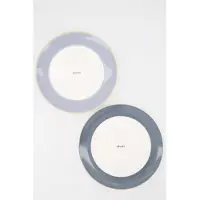 Zusss Set Van 2 Ontbijtbordjes 'Happy' En 'Enjoy' - Verjaardag - Cadeau Dames Keramiek Wit / Lichtblauw