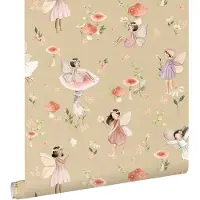 ESTAhome behang elfjes roze en groen - 50 x 900 cm - 131340