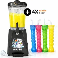 Luxera Luxe Slushie Machine Zwart– met 4 Slushie Bekers - Slush Machine - Slush Puppy Maker - Slushie Maker - Slush Puppy - Uitlegvideo - 1L Capaciteit
