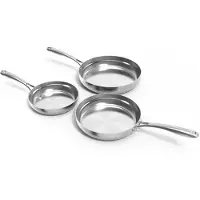 Safecourt Kitchen 3-delige RVS koekenpan Pannenset - Ø 20, 24, 28 cm Pannen - Inductie, Elektrisch, Keramisch & Gas - PFAS & PTFE vrij