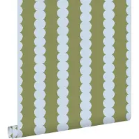 ESTAhome behang grafische print blauw en groen - 50 x 900 cm - 131747