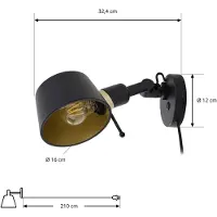 LUCANDE Wandlampe , Silka, Zwart, Werkkamer / Kantoor, Metaal, Modern