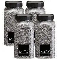 Mica Decorations decoratie stenen/granulaat - 4x - 650ml - zilver - hobby steentjes