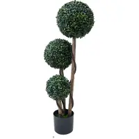 Happiq Kunstmatige Vormsnoei Boom 90 cm - Kunstplant - Buxus Bal Stijl - Voor Binnen & Tuin - Groen