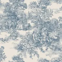 Boråstapeter Vliesbehang 7767 - Adorn - Toile de Jouy Blauw - 53cm x 10.05m
