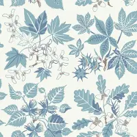 Boråstapeter Vliesbehang 5834 - Nordic Folks - Botanisch Blauw - 53cm x 10.05m