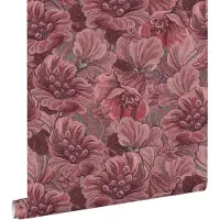 ESTAhome behang geborduurd bloemmotief mauve paars - 50 x 900 cm - 131871