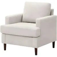 Happiq Fauteuil - Lounge stoel - Gestoffeerde Accentstoel met Houten Poten - Beige