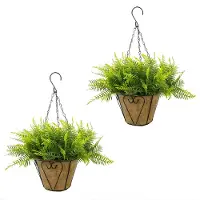 Happiq Kunstmatige Hangende Varen - Voor Buiten, Thuis, Balkon & Veranda - UV-bestendig Nep Plant Decor - Groen, 2 Stuks