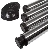 Sotech 4 stuks Tafelpoten Hoogte 710 mm Ø 76 / 80 mm staal verchroomd belastbaar tot 300 kg (75 kg per stuk) Bureaupoten met 32 mm hoogteverstelling