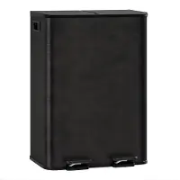 Happiq Dubbele Prullenbak 2x30L - RVS Pedaalemmer - Mat Zwart