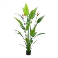 Happiq Kunstmatige Paradijsvogelplant 160 cm - Voor Binnen & Buiten - Faux Tropische Boom met Nepvogels en Bladeren in Pot - Thuiskantoor & Woondecor