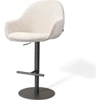 Nolon Niva-Mae Draaibare Tulp Barkruk Bouclé Beige - Verstelbaar - Mat Zwart Onderstel - Comfortabel - Japandi