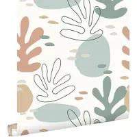 ESTAhome behang koraal multicolor op wit - 50 x 900 cm - 139540