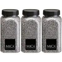 Mica Decorations decoratie stenen/granulaat - 3x - 650ml - zilver - hobby steentjes
