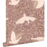 ESTAhome behang zwanen mauve paars - 0.53 x 10.05 m - 131858