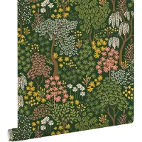 ESTAhome behang bomen en bloemen groen, roze en geel - 50 x 900 cm - 131189