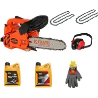 Kibani Kettingzaag Benzine - 25.4 cc / 1 pk 2-takt Motor - Extra Ketting, Gehoorbeschermers, Handschoenen, Kettingolie en 2T Olie - Zwaardlengte 25 cm / 10 inch – Snoeizaag – Easy-Startsysteem