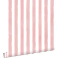 ESTAhome behang strepen roze en wit - 50 x 900 cm - 131306