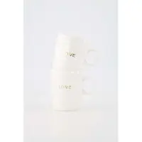 Zusss Set Van 2 Theemokken Love In Gouden Letters - Verjaardag - Cadeau Dames Keramiek White / Gold