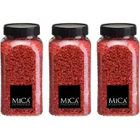 Mica Decorations decoratie stenen/granulaat - 3x - 650ml - rood - hobby steentjes