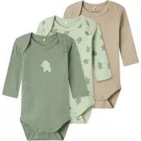 Name it Rompertje/body donkerbeige / groen / mintgroen