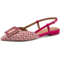 Tamaris Ballerina met riempjes aubergine / fuchsia / wit