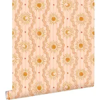 ESTAhome behang zonnetjes roze, oranje en geel - 50 x 900 cm - 131715