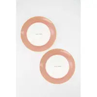 Zusss Set Van 2 Ontbijtbordjes 'Food Lover' In Donkerroze - Verjaardag - Cadeau Dames Keramiek White / Dark Pink