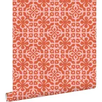 ESTAhome behang verweerde tegels koraalrood - 50 x 900 cm - 131483