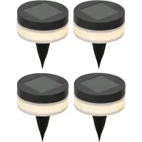 Lumineo Solar led prikspots - 4x st - rond - zwart - d9 cm - tuinpad verlichting - zonne-energie tuinlampen - buitenlampen - opritlampjes -sfeerlampen