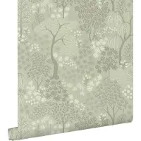 ESTAhome behang bomen en bloemen groen - 50 x 900 cm - 131646