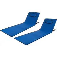 Trizand Strandmat - 2x - met verstelbare rugleuning - blauw - comfortabel liggen - strandcomfort