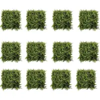 Happiq Kunstgras Wandpanelen - Voor Tuin, Balkon & Binnen - Privacy & Decoratief - Groen Buxus & Tropische Bladeren - Kunstplant - Groen-12pcs