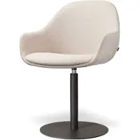 Nolon Niva-Mae Draaibare Tulp Eetkamerstoel Beige - Mat Zwart Onderstel - Armstoel - Modern