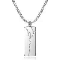 Mendes Zilverkleurige Heren Ketting met Rechthoekige Hanger in Edelstaal