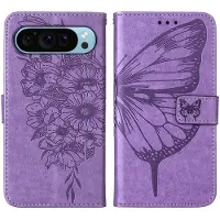 Mobigear Telefoonhoesje geschikt voor Google Pixel 9 Hoesje | Butterfly Bookcase Portemonnee | Pasjeshouder voor 3 Pasjes | Telefoonhoesje voor Pinpas / OV Kaart / Rijbewijs - Paars