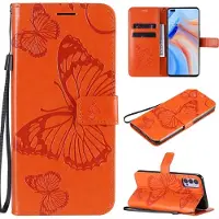 Mobigear Butterfly Bookcase voor OPPO Reno 4 - Oranje