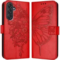 Mobigear Telefoonhoesje geschikt voor Samsung Galaxy M55 Hoesje | Butterfly Bookcase Portemonnee | Pasjeshouder voor 3 Pasjes | Telefoonhoesje voor Pinpas / OV Kaart / Rijbewijs - Rood