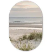 MuchoWow Muurovaal 40x60 cm - Ovale wanddecoratie Zandstrand - Bewolkt - Duinen - Ovalen schilderij - Muurdecoratie woonkamer - Kamer decoratie - Schilderijen - Wandcirkel
