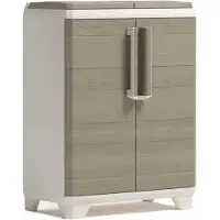 Keter Split Premium - Afvalscheidingskast - 2 x 110 L - Hout Effect - Beige / Bruin