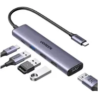 UGREEN CM478 5-in-1 100W PD USB-C Dockingstation: 1x HDMI, 1x USB-C (voor stroomvoorziening), 2x USB-A 2.0, 1x USB-A 3.0