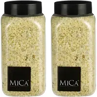 Mica Decorations decoratie stenen/granulaat - 2x - 650ml - geel - hobby steentjes