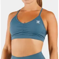 ZEUZ Dames Sport BH – Ruched Design – Fitness & Yoga - Blauw - L