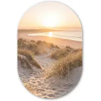 MuchoWow Muurovaal 40x60 cm - Ovale wanddecoratie Duinen - Strand - Zee - Ovalen schilderij - Muurdecoratie woonkamer - Kamer decoratie - Schilderijen - Wandcirkel