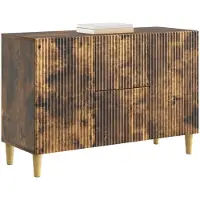 vidaXL Dressoir Gerookt eiken 89 x 34,5 x 60 cm Bewerkt hout